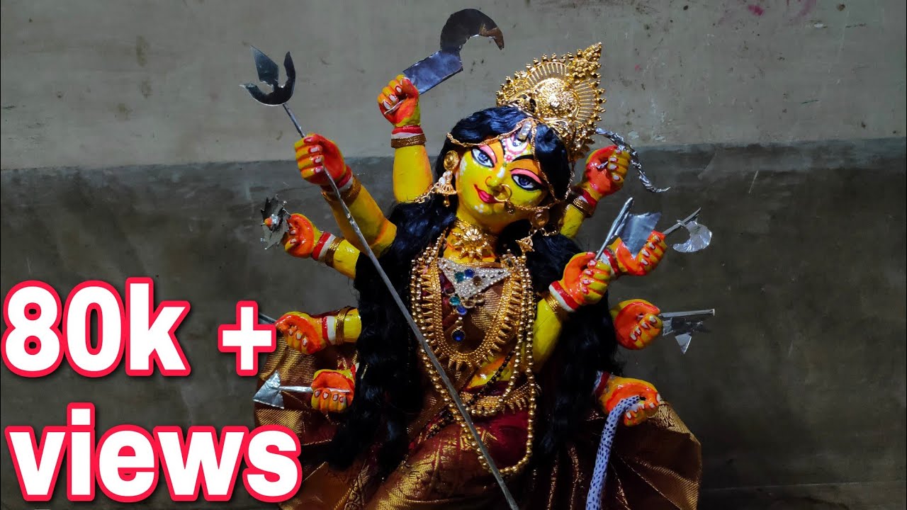 durga idol painting and sringar