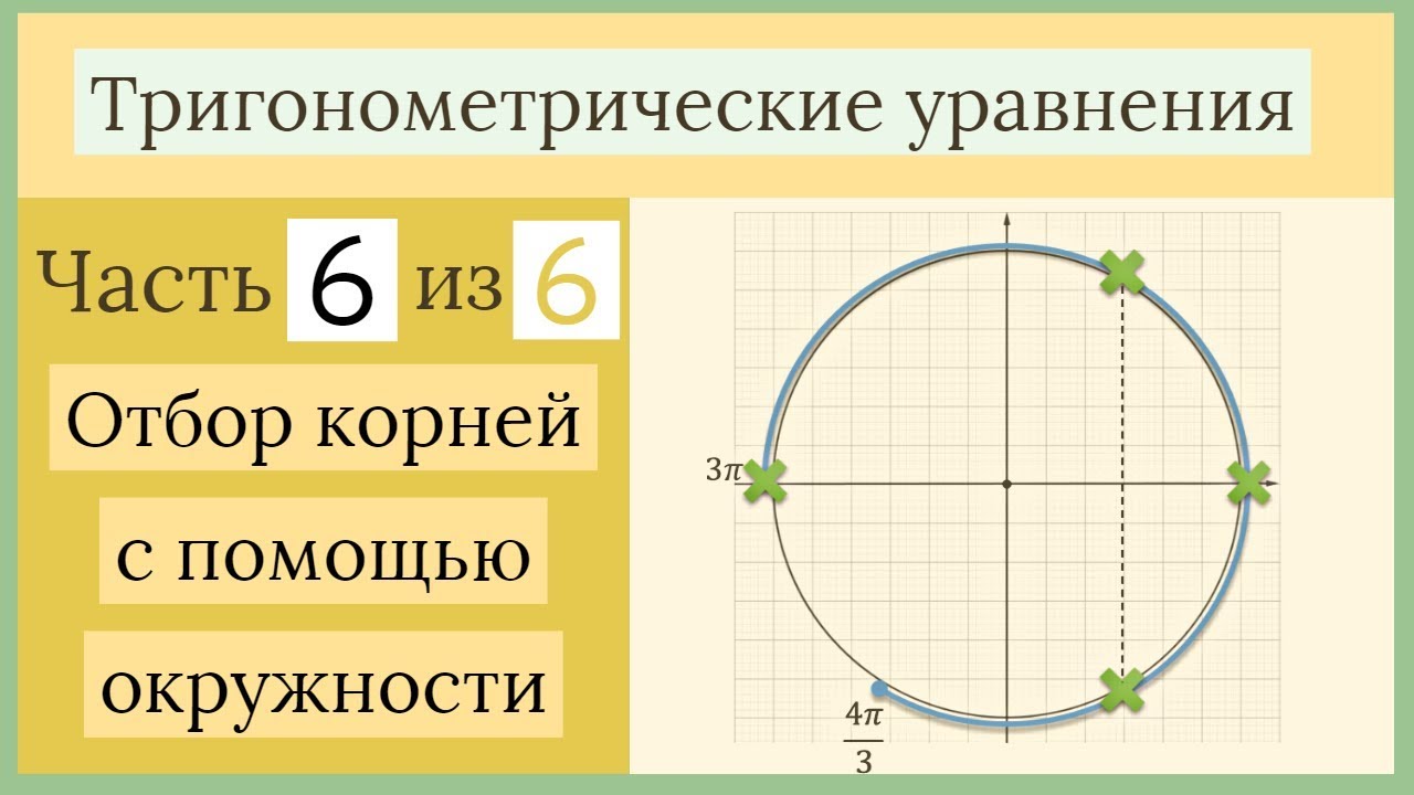 Как отбирать корни с помощью числовой окружности? Тригонометрические уравнения Часть 6 из 6