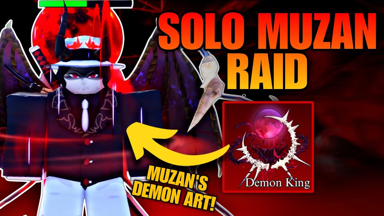 Using DEMON KING to SOLO MUZAN RAID | Demon Blade Roblox