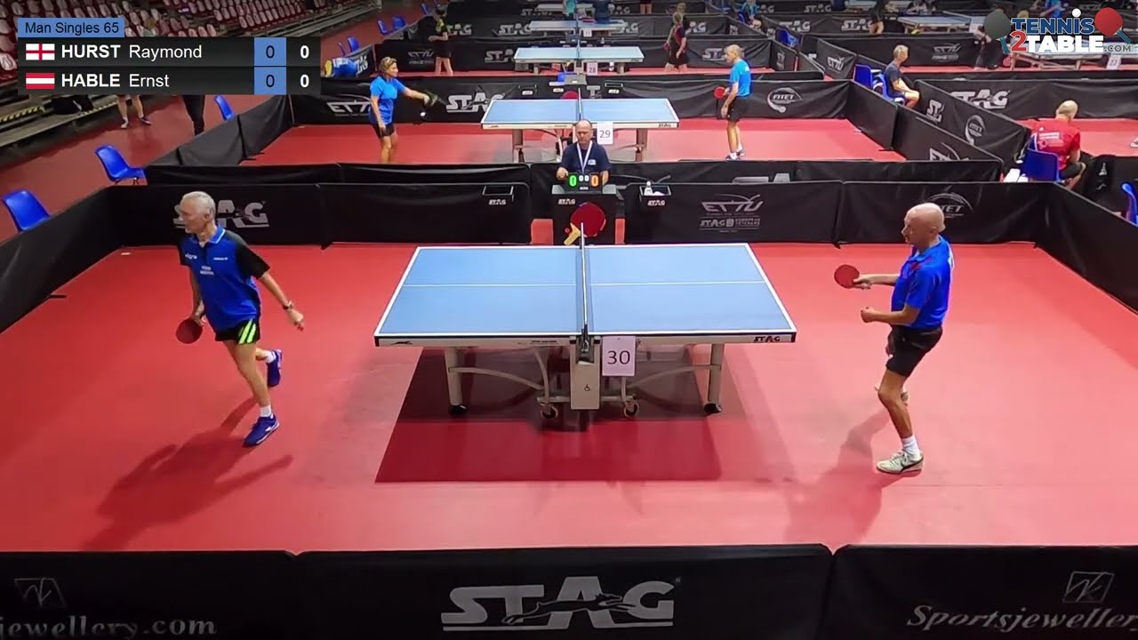 HURST Raymond vs HABLE Ernst Championnats d'Europe Vétérans 2022 de tennis de table Rimini