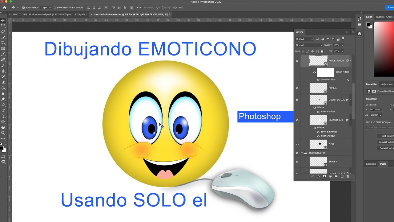 Dibujando EMOTICONO usando SOLO el RATÓN | PHOTOSHOP