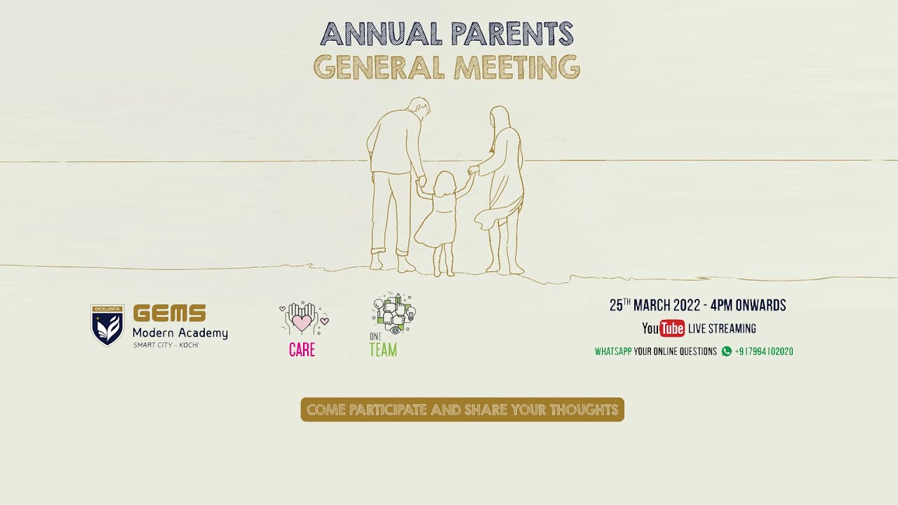 Annual | Parents General Meeting |  GMA Kochi | Date 25th March | 4.00 PM