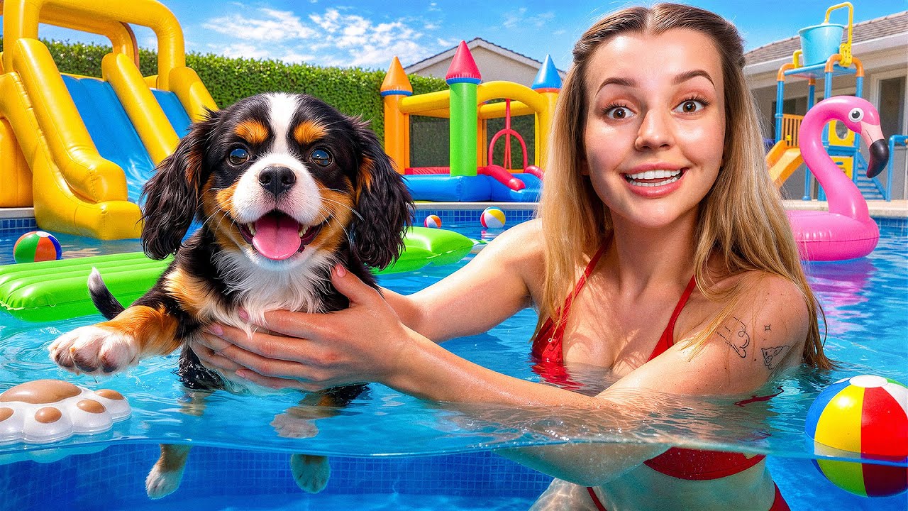 UCZĘ PŁYWAĆ NASZEGO NOWEGO PIESKA!🐶💦