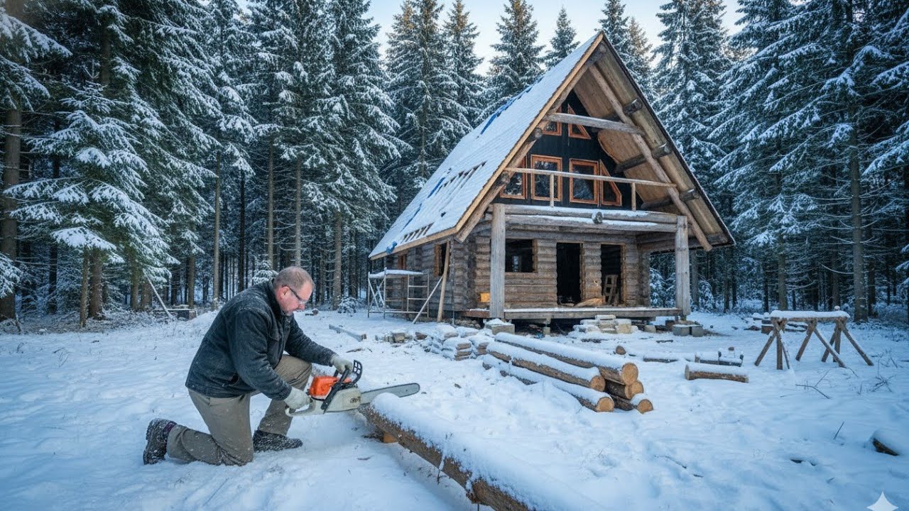 Building an Off-Grid Log Cabin in the Frozen Forest – 2 Year Journey