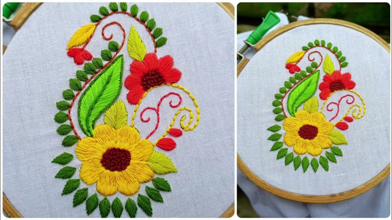 Hand Embroidered Floral Beauty 🌷Floral Hand Embroidery Art 🌼