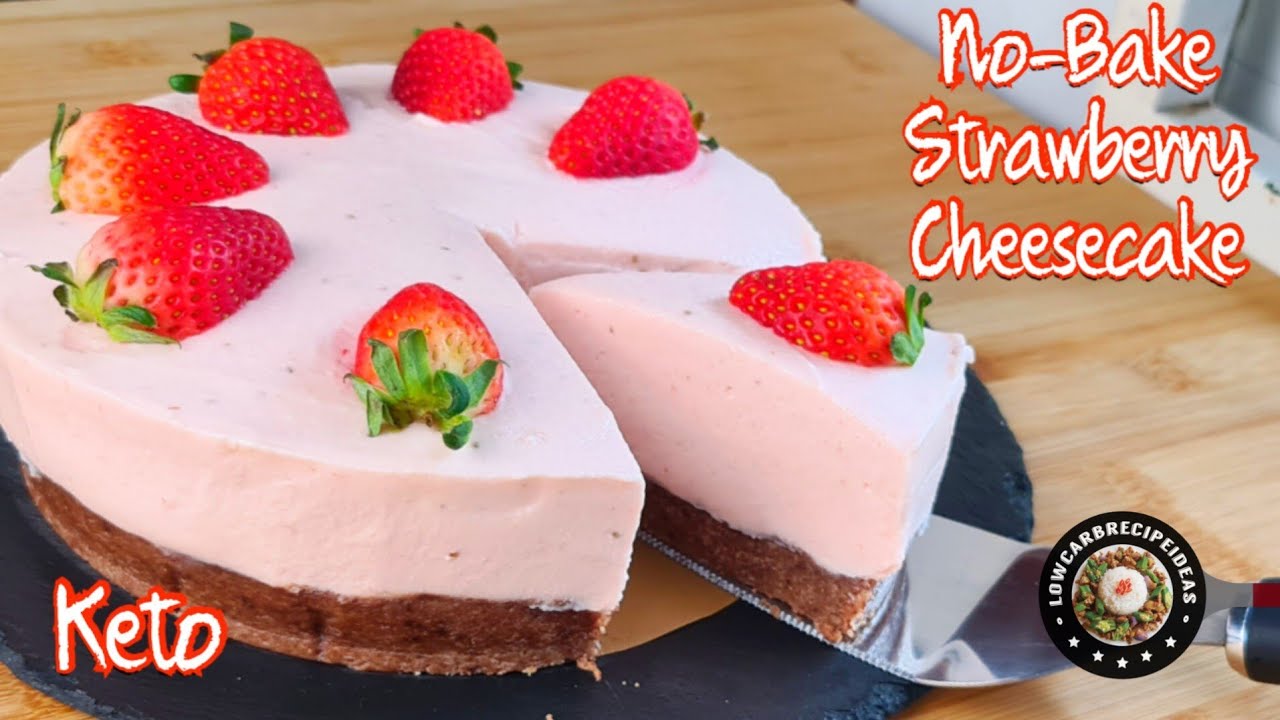NO-BAKE KETO STRAWBERRY CHEESECAKE | SMOOTH & CREAMY | TANGY & REFRESHING | INCREDIBLY DELICIOUS