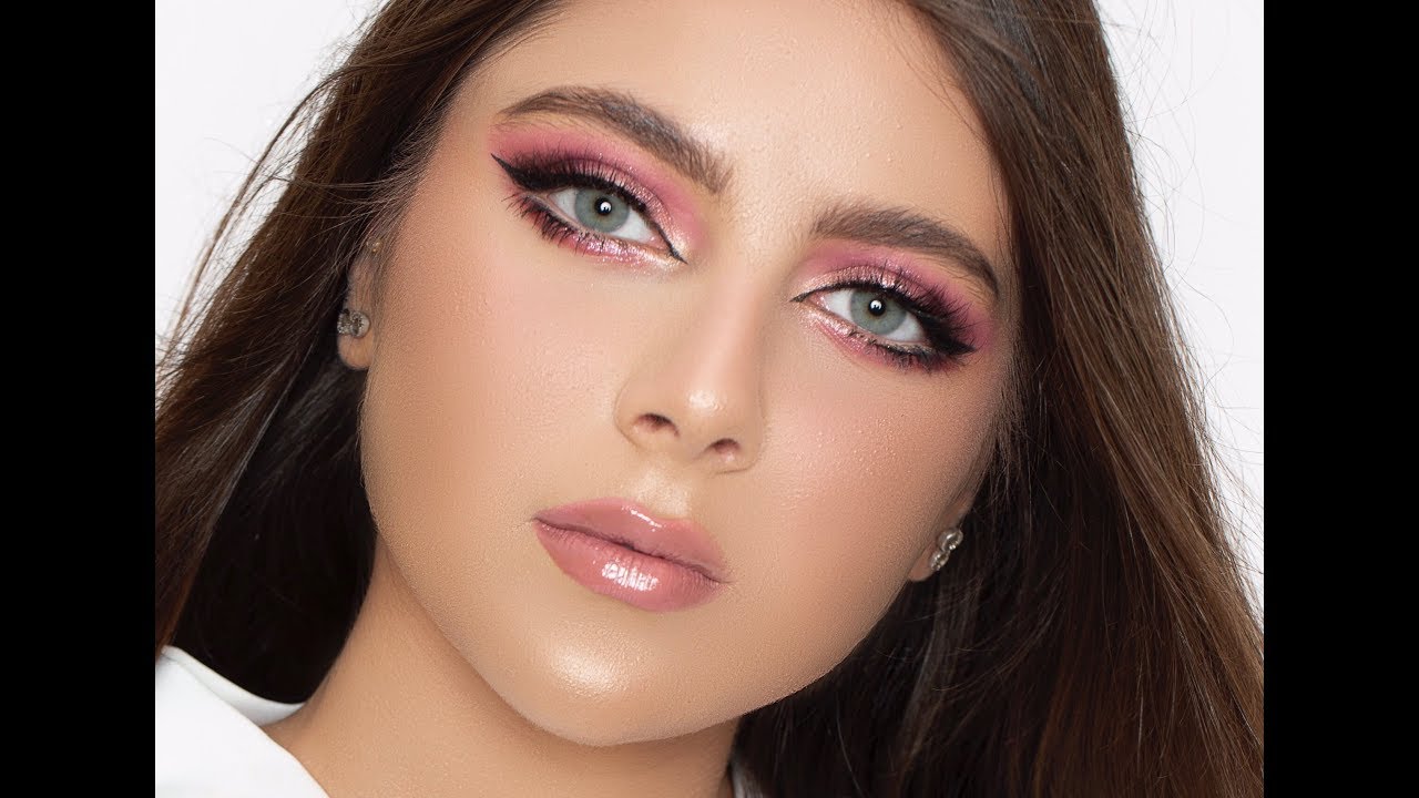 مكياج وردي باستخدام الروج | pink makeup look using matte lipstick