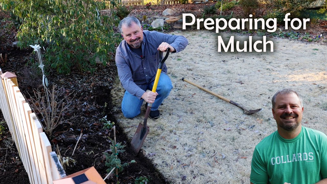 Edging, Pruning, and Garden Clean-up - Preparing to Mulch - Drone View