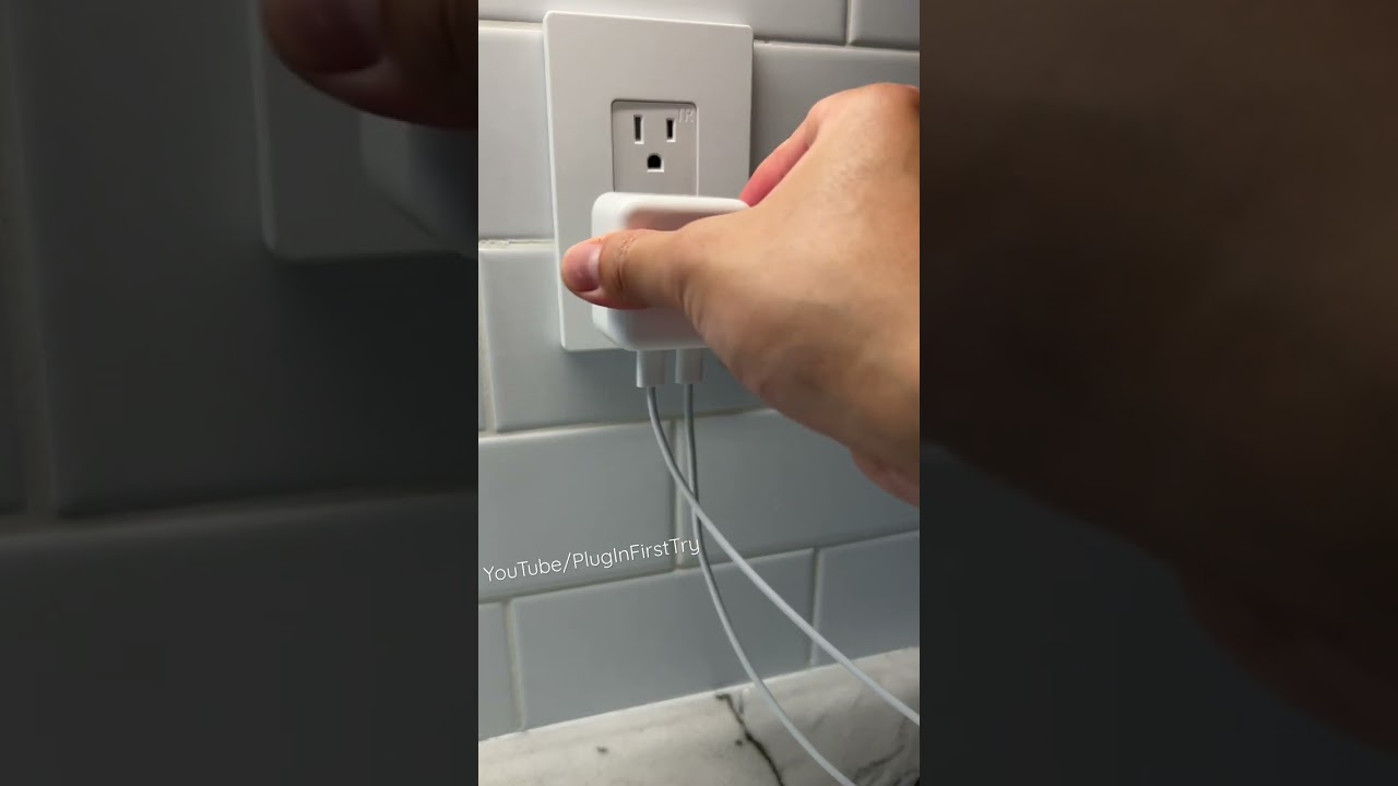 Apple 35W Dual USB-C Power Adaptor to Wall Outlet Plug In First Try #shorts #satisfying #asmr