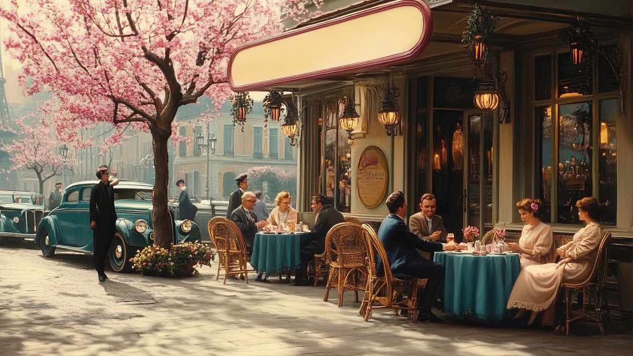 Trip to 1950s Spring Riverside Café | Nostalgic Vintage Songs