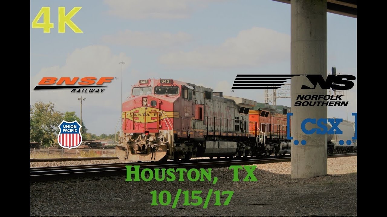 {4K} Railfanning Houston, TX Englewood Yard 10/15/17 Ft. Warbonnet Leader, UP 1988, CSX, NS, +More!