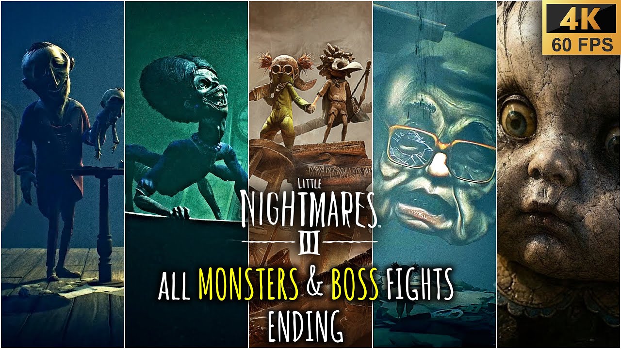 LITTLE NIGHTMARES 3 - ALL MONSTERS & BOSS Fights + Ending (4K60fps)