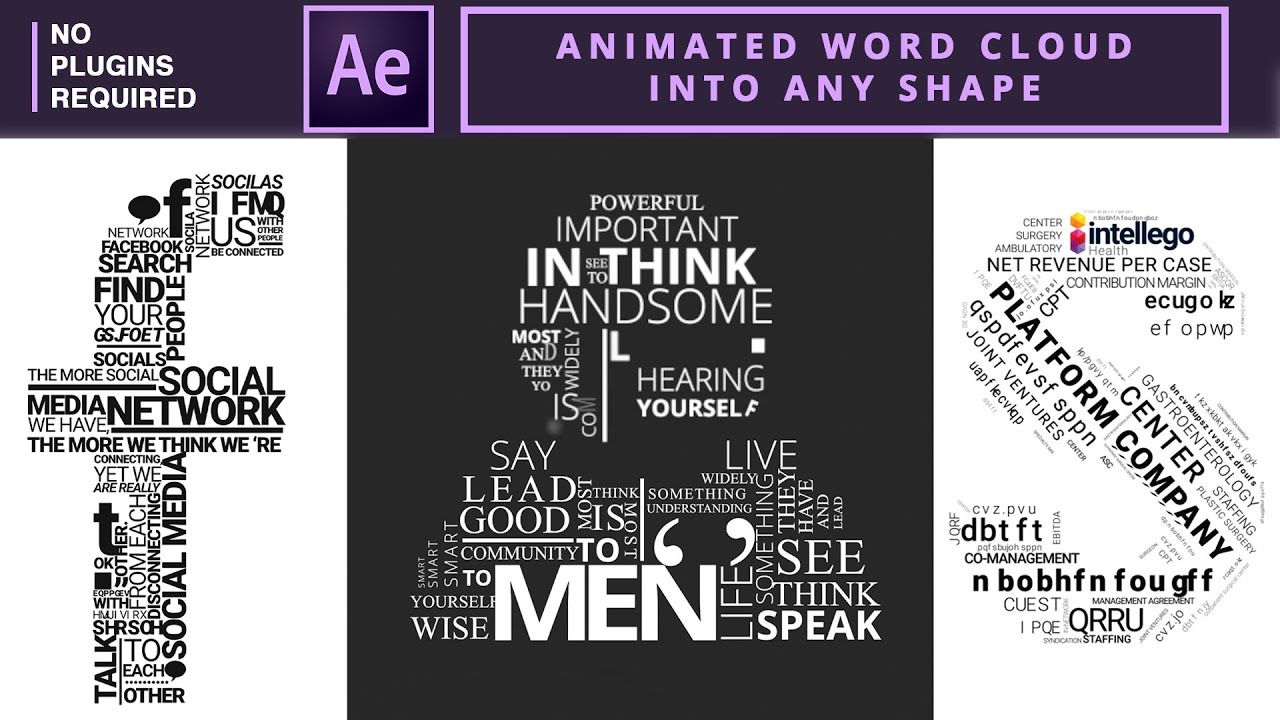 Animated Word Cloud into any shape in After Effects | No Plugin Required