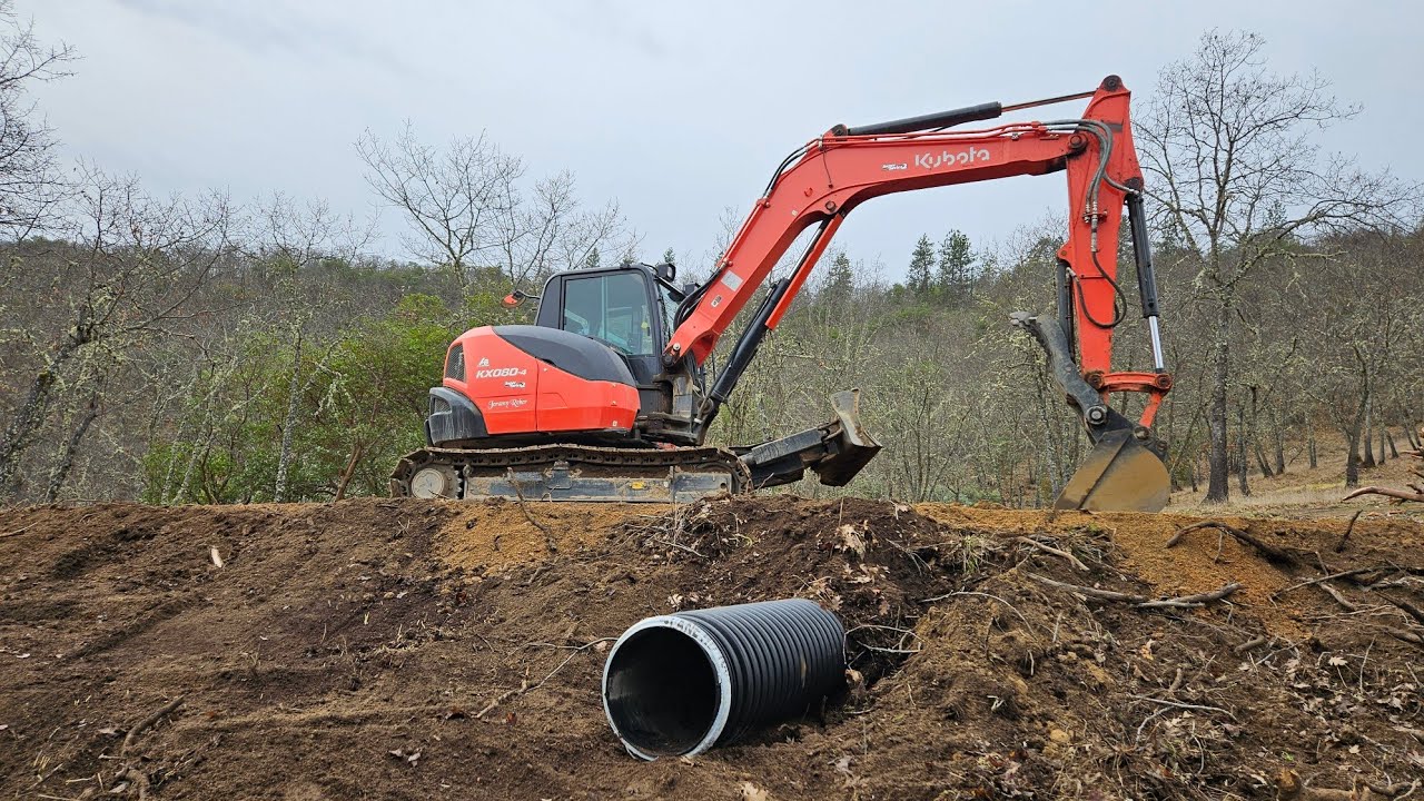 Culvert time on the Granite Road with the Kubota KX 080 4 excavator