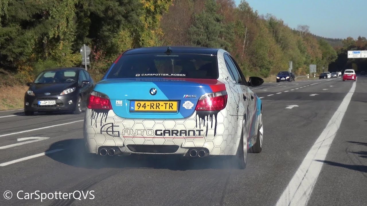 Cars Leaving Nürburgring Tankstelle - DRIFTS, BURNOUTS! M5 E60, AMG's, Supra, F12Berlinetta