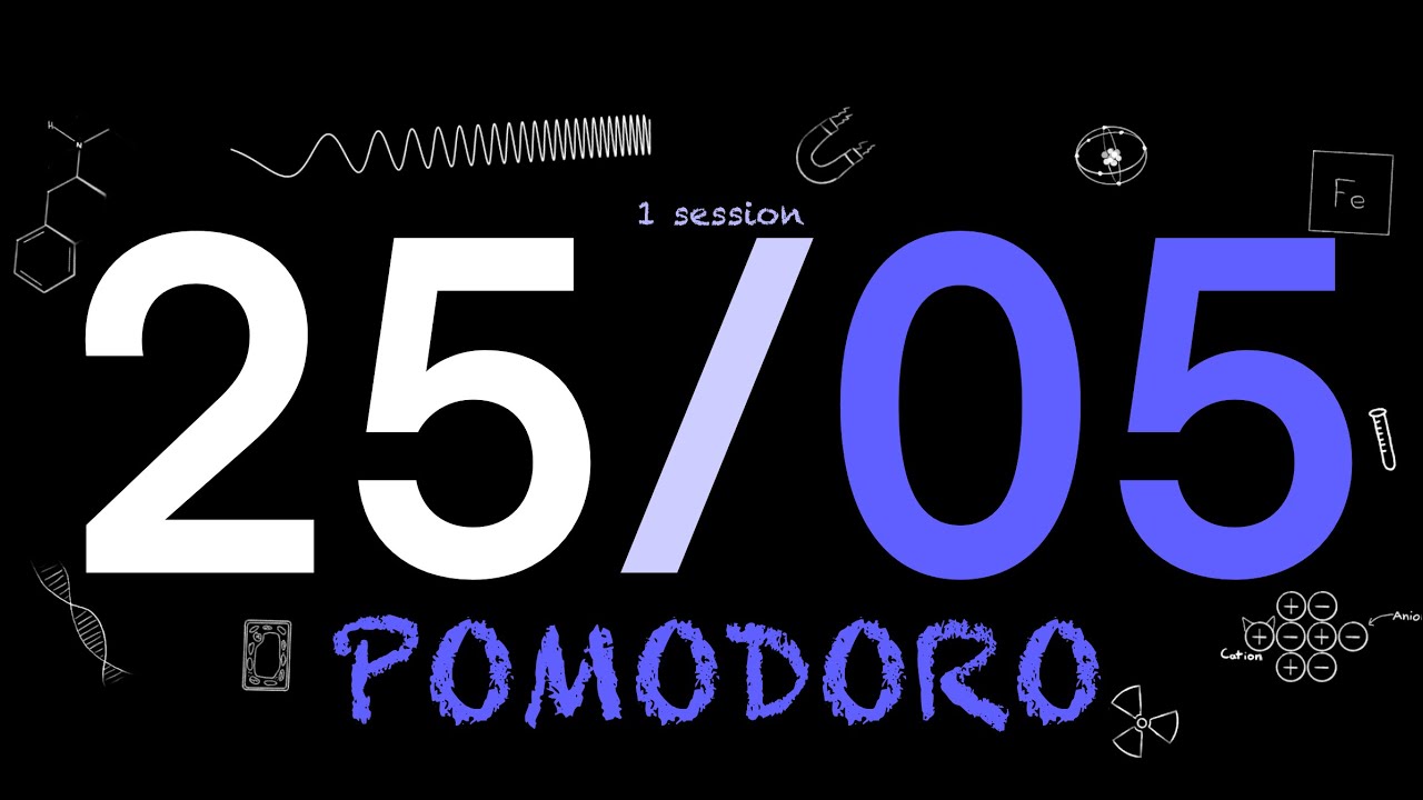 25 / 5 Pomodoro Science Study Timer 🧪 1 session ⏱️ 30 minutes - Rain Noises [Lock In]
