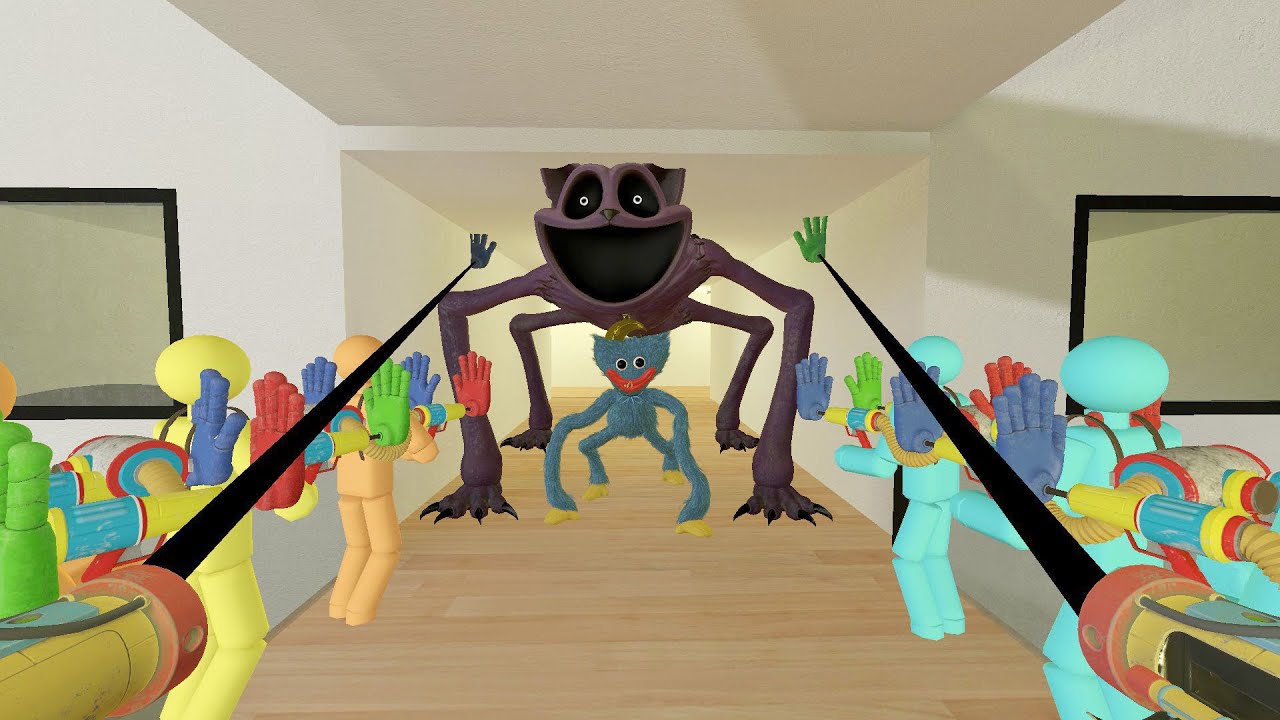 CUTE AND SCARY! Mini Huggy & CatNap Chase 100 Players and Me in Liminal Hotel in Garry's Mod Gmod