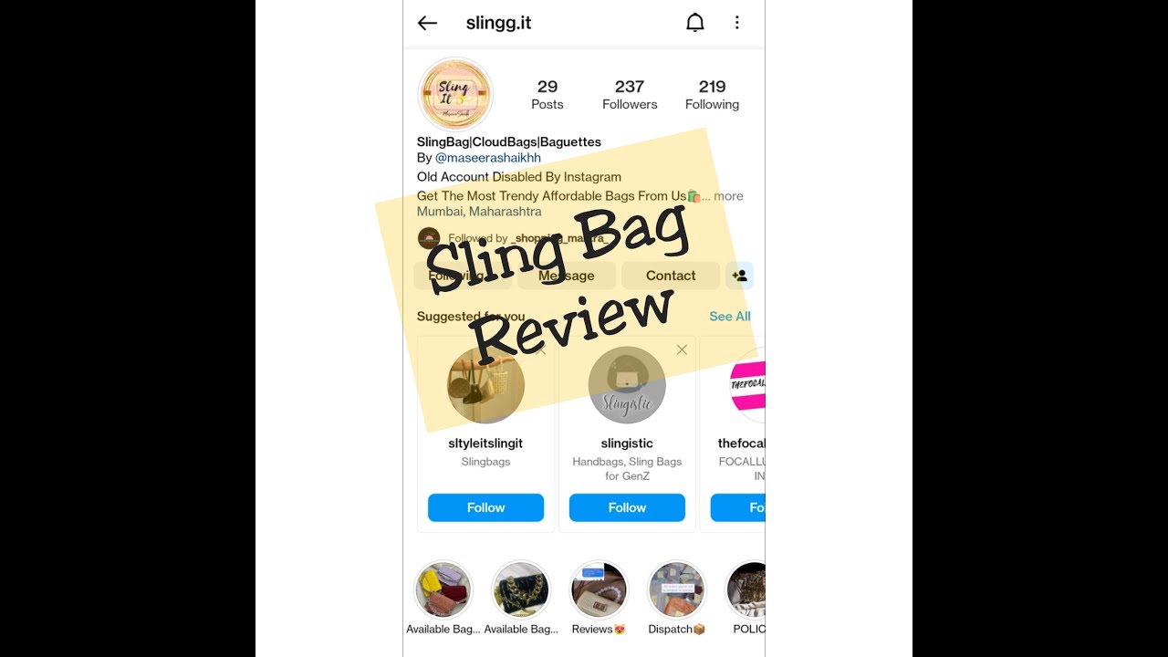 ShoppingMantra | Instagram Seller - SlingIt | Sling Bags Review - Received 1 bag in poor condition