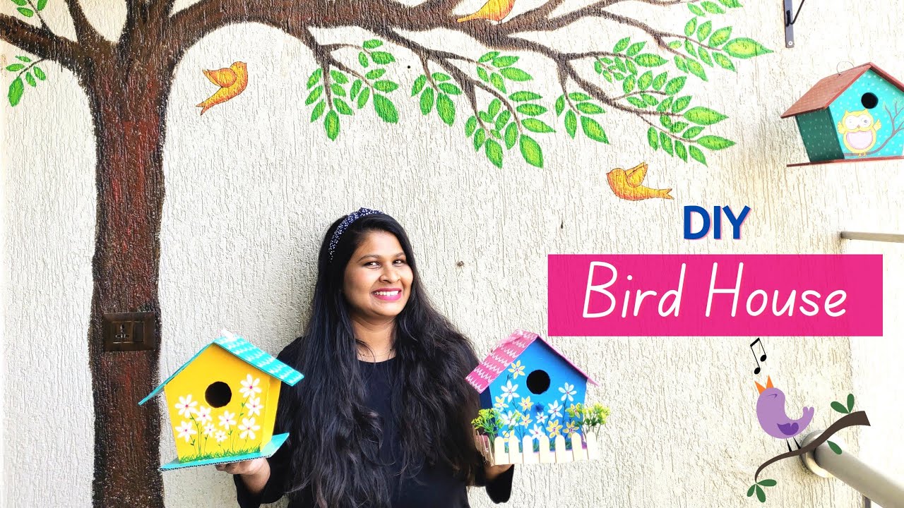 DIY Bird House using cardboard at Home | Easy Garden Decoration Ideas