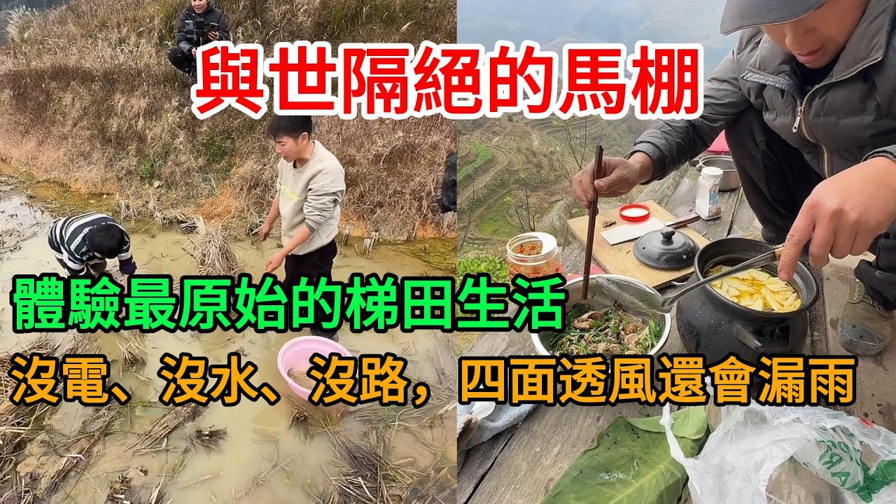 深山馬棚過夜實錄！徒手抓野生稻花魚，體驗最原始的梯田生活
