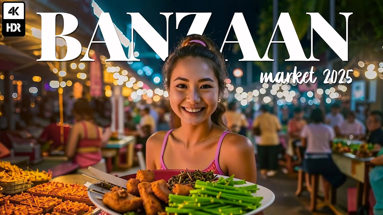 You haven't seen so much food! Banzaan night market, Phuket 🇹🇭 Walking Tour with Captions, 4K HDR