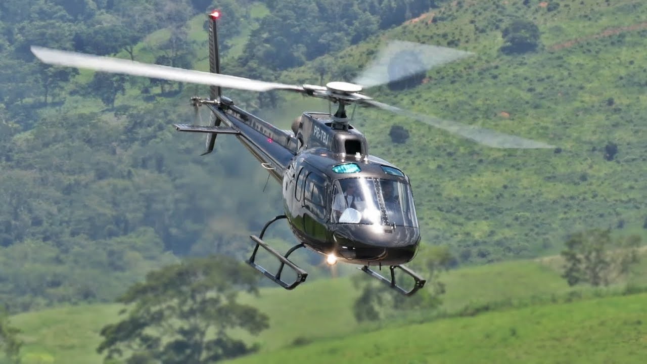 Helicóptero AS 350 B2 Esquilo Black Pouso e Decolagem