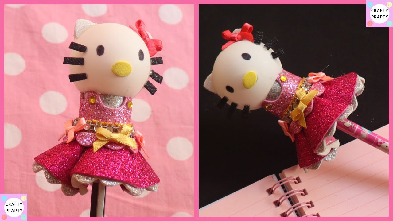 DIY Hello kitty Pencil Topper/Hello kitty School Supplies /Back to School DIY/Fofu Lapiz Hello Kitty