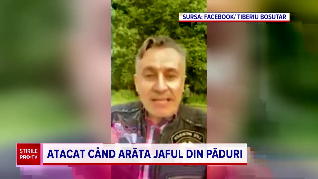 Momentul în care un activist e atacat cu bâta de pădurarul pe care îl acuza că fură lemne