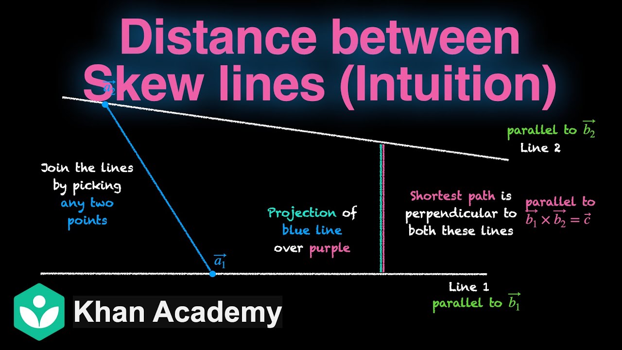 Distance between skew lines (intuition) | 3D Geometry | Grade 12 | Math | Khan Academy