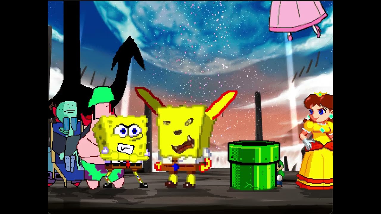 Team Spongebob vs Team Mario Tag Team Battle
