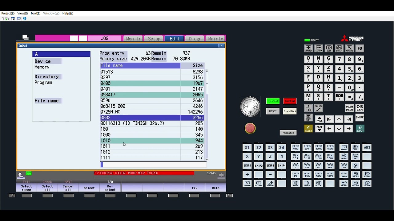 Mitsubishi Program transfer from memory card/ USB to machine memory Tamil