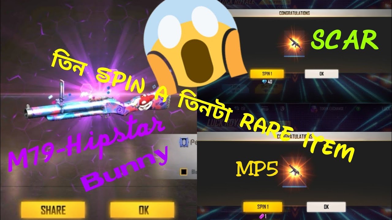 I got the m79-Hipstar Bunny👯🐰 permanent skin in two spins✌️. Three spins three rare items😎