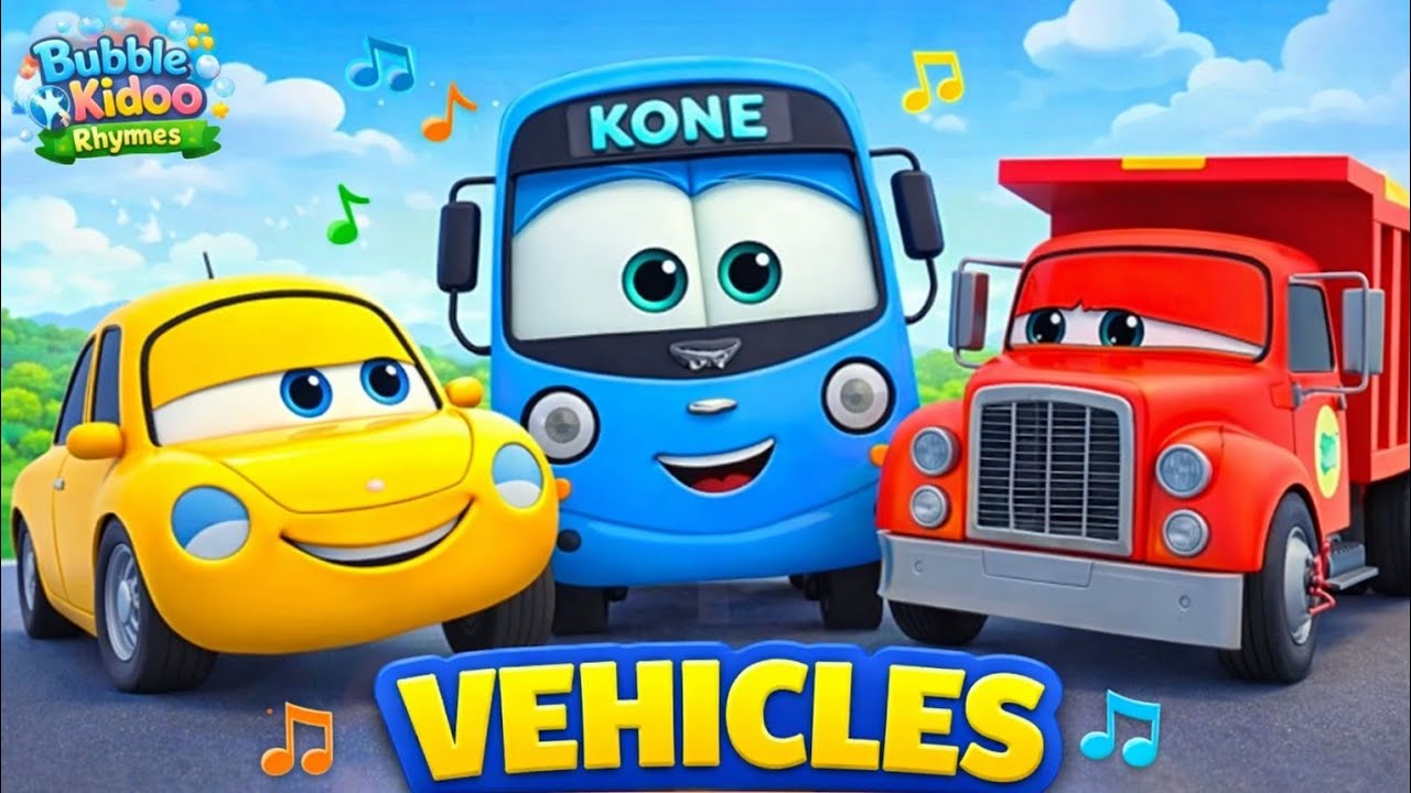 Vehicles Kids Song | Learn Vehicle Names with 3D Cartoon | kids song | BubbleKidoo Rhymes