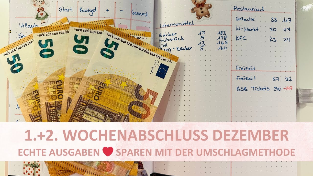 Echte Einnahmen und Ausgaben im Dezember 🌸 Umschlagmethode I Wochenabschluss 1 + 2 I Budgetieren