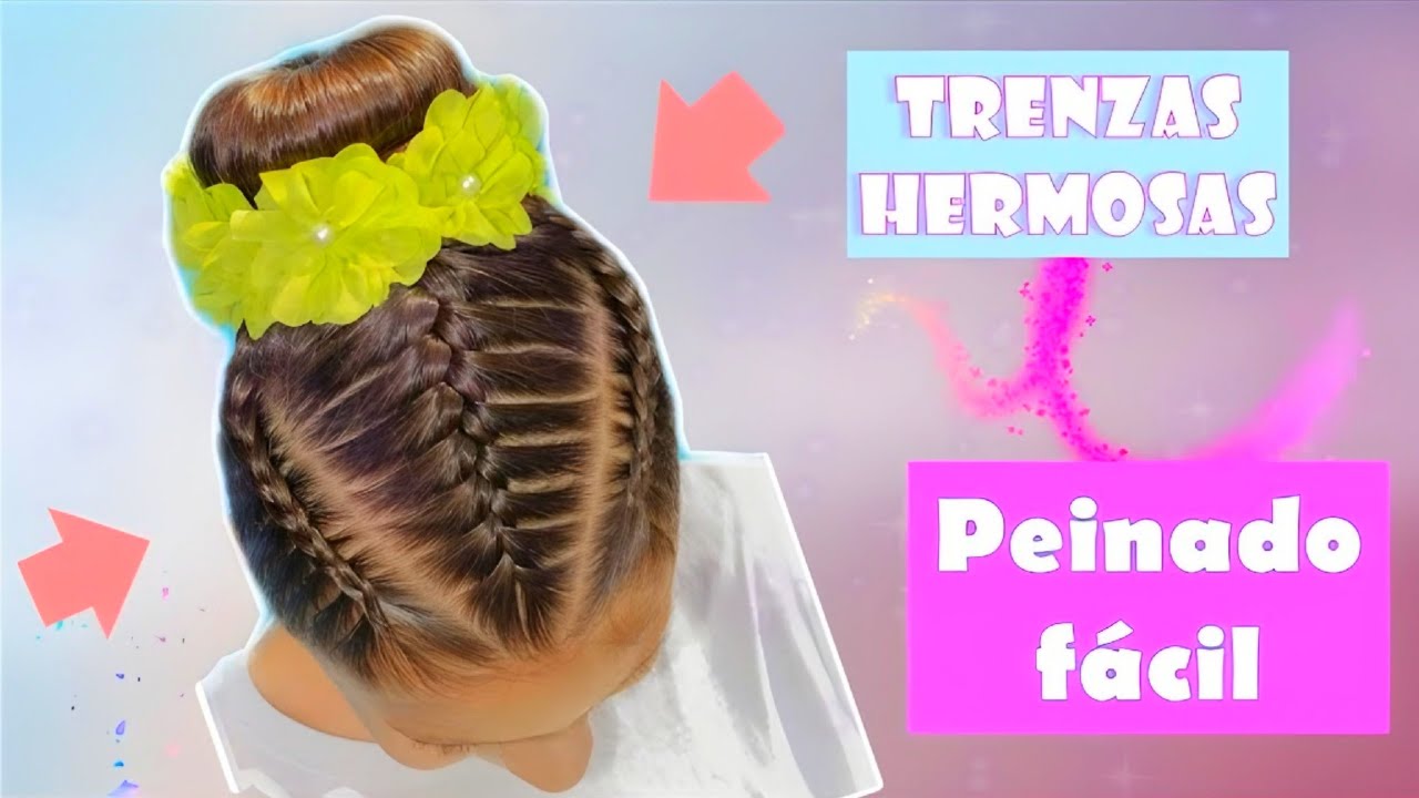 ⚠️Hermoso PEINADO con trenzas y chongo 💙 PEINADOS PARA NIÑAS