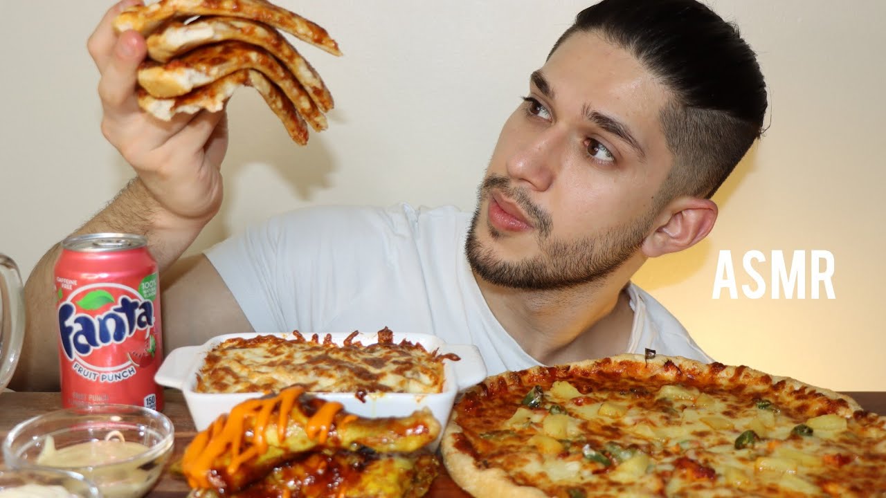 ASMR PIZZA & SPAGHETTI + CHICKEN | MUKBANG *REAL EATING SOUNDS*