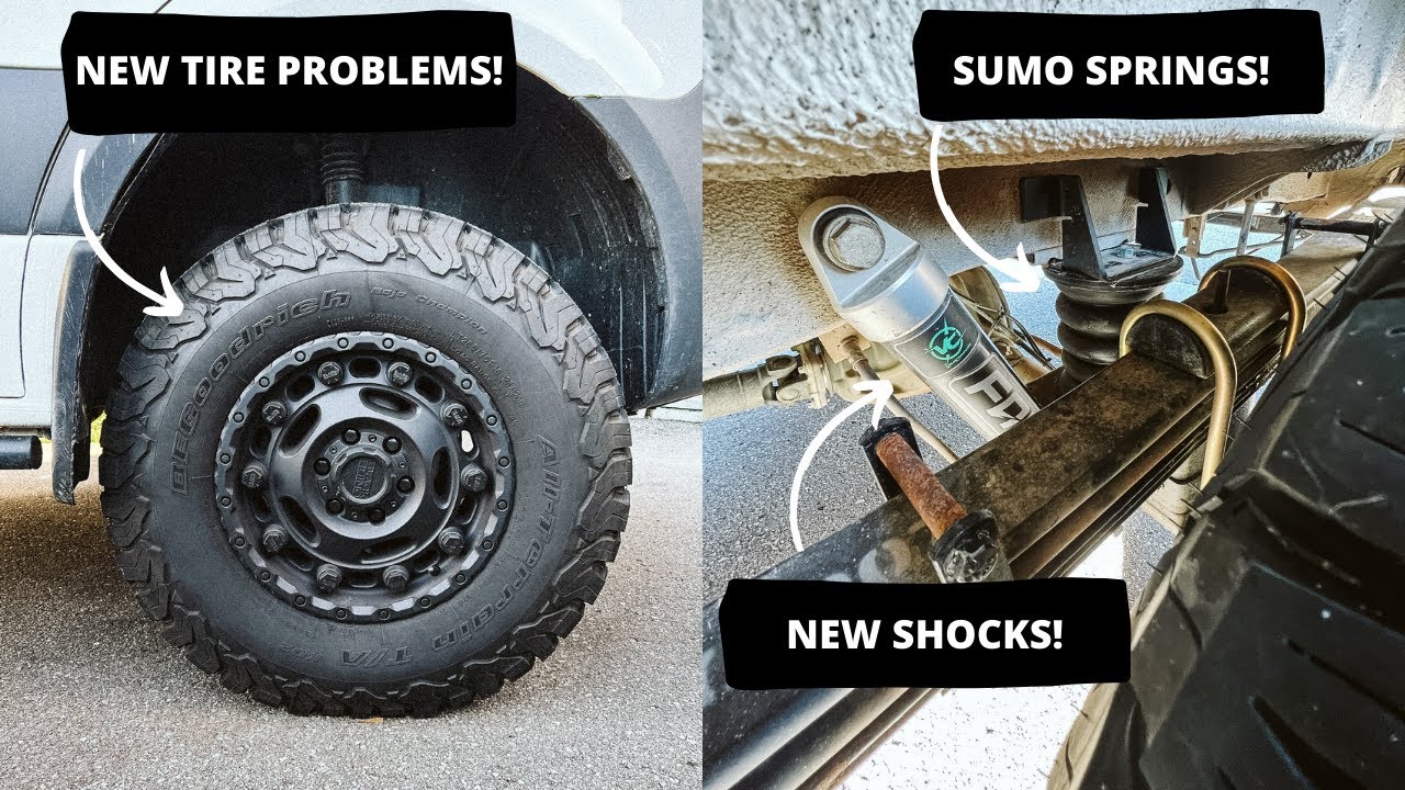 Our Tires are TOO BIG!! | Sprinter Van Build Sumo Springs Install | Falcon Shocks Upgrade