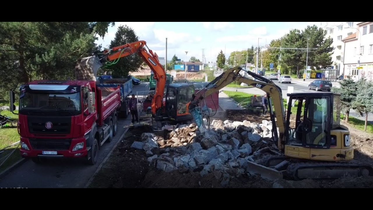 Demolice spodní stavby 1.část / DOOSAN DX85R / CAT 304C CR / TATRA PHOENIX 6X6