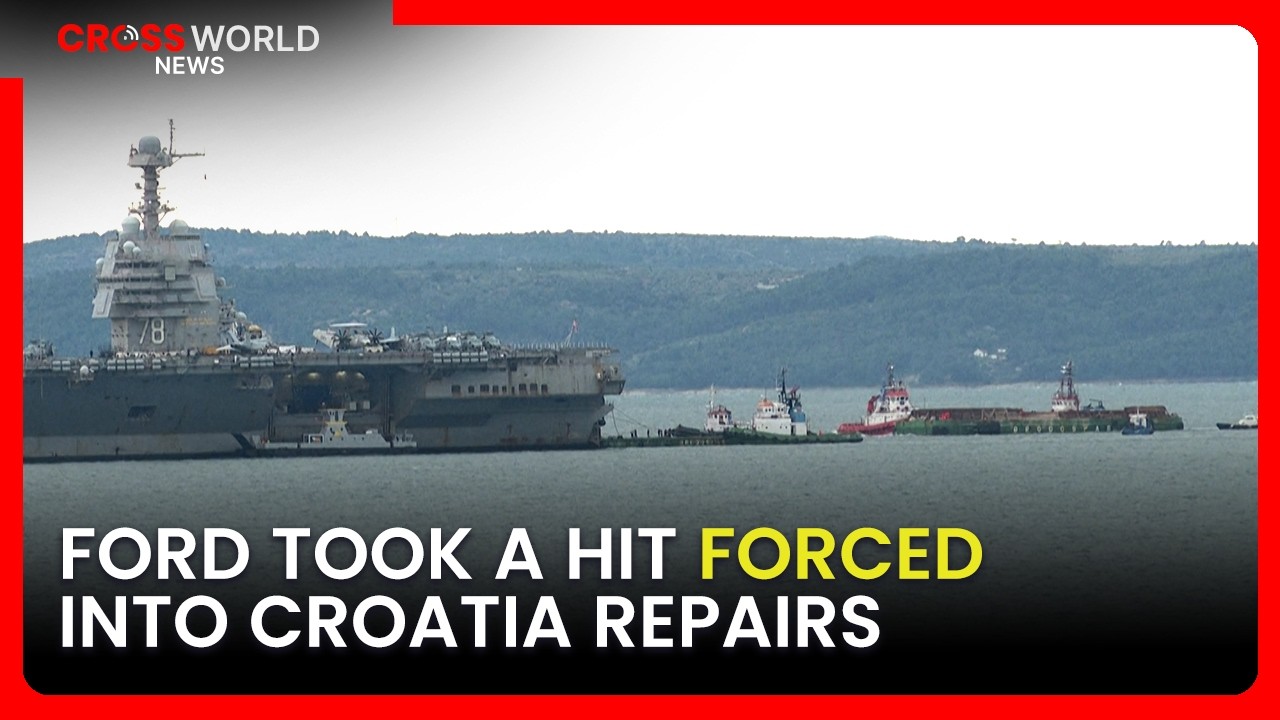 Эсминец USS Gerald Ford прибыл в Хорватию для ремонта после пожара, возникшего во время операций ...