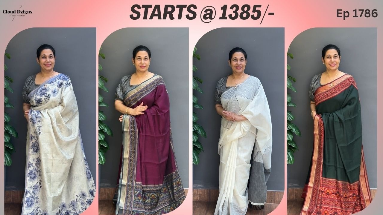 Ep 1786 | Awesome Saree Collections Starts @ 1385/- Cloud Dzigns |