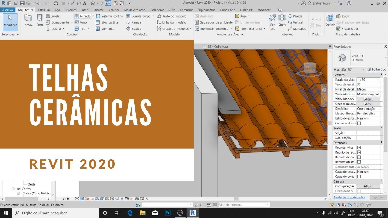 Telhado no REVIT 2020 - TELHAS CERÂMICA