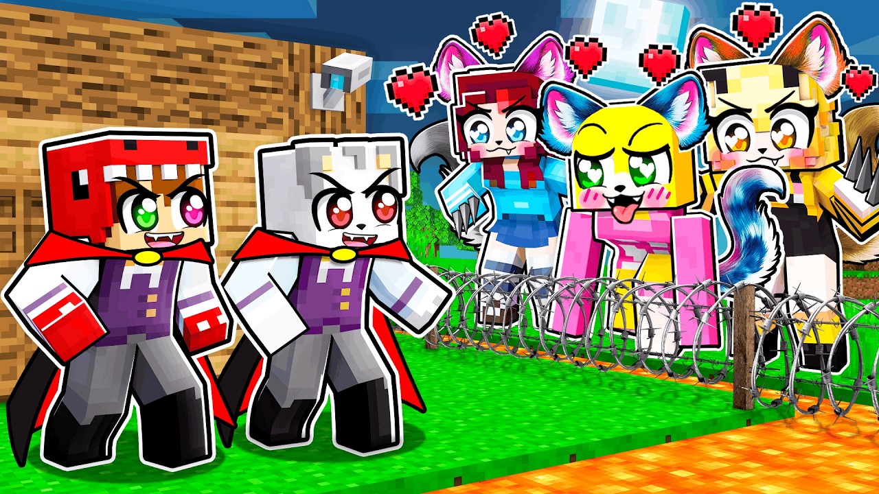 Base Segura de VAMPIROS vs CHICAS LOBO en Minecraft! 😱🐺