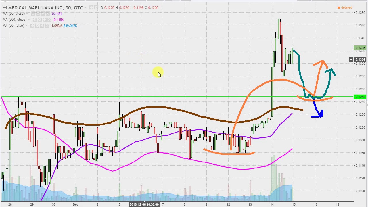 Medical Marijuana Inc - MJNA Stock Chart Technical Analysis for 12-14-16