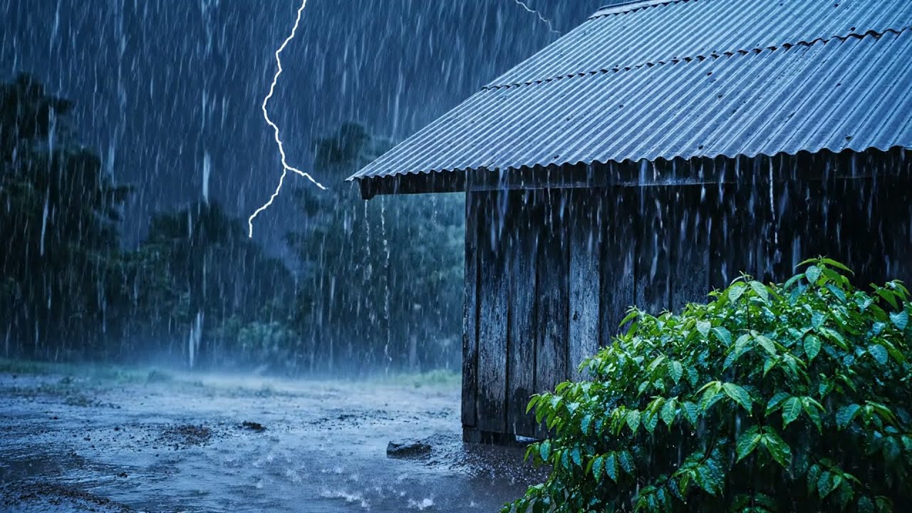 Duerme Fácil en Noche de Tormenta | Lluvia Terrible y Truenos en Techo de Granja