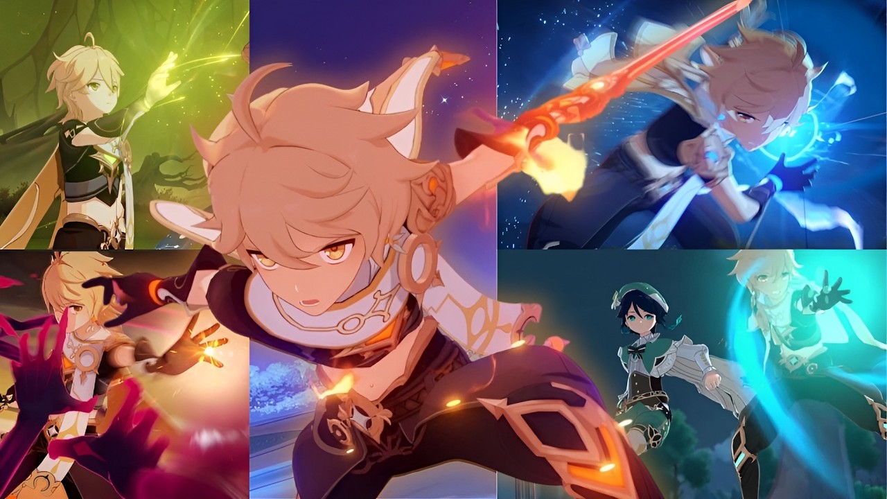 TRAVELER USING ELEMENTAL POWERS (CUTSCENES) | GENSHIN IMPACT