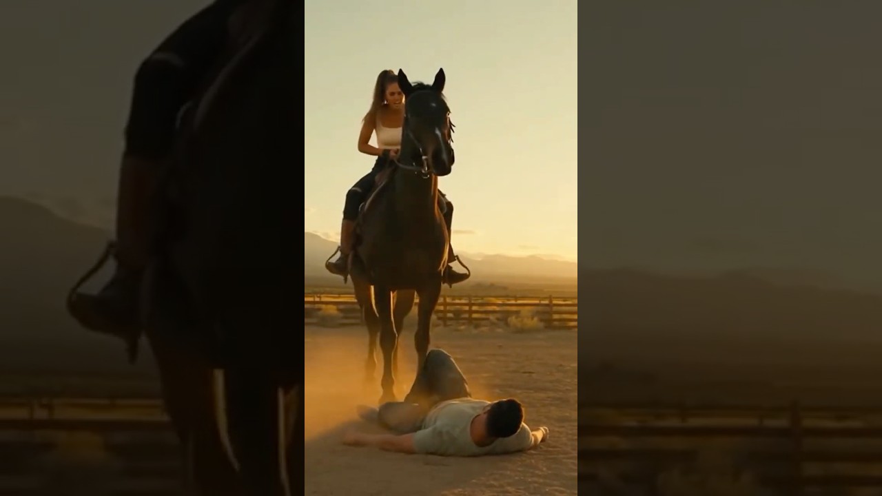 Женщины топчут мужчину, используя ее лошадь 🐴 