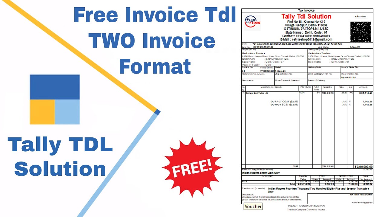 free invoice tdl for tally prime || custom invoice with e invoice qr @Tally TDL Solution