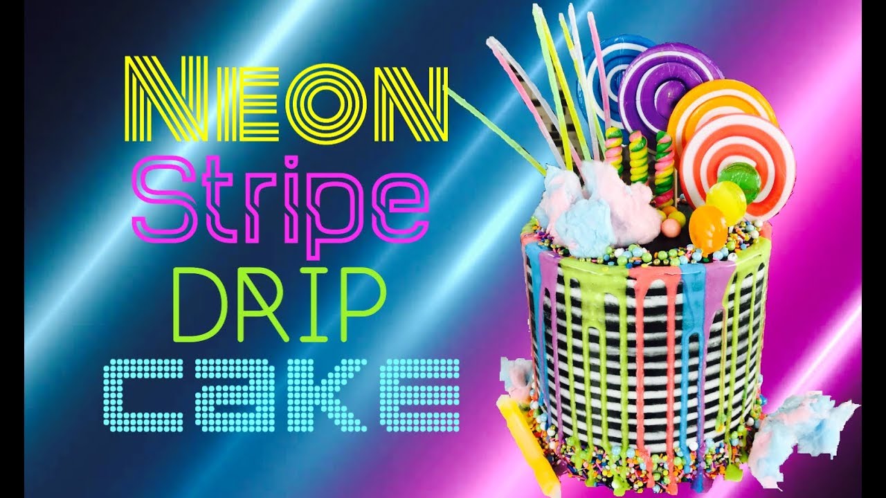 How To Make A Striped Cake / DIY Neon Cake