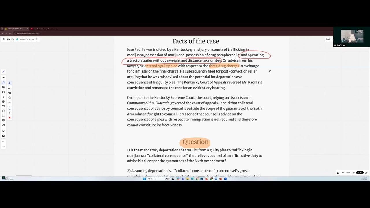 Immigration Law - Review of Padilla v. Kentucky