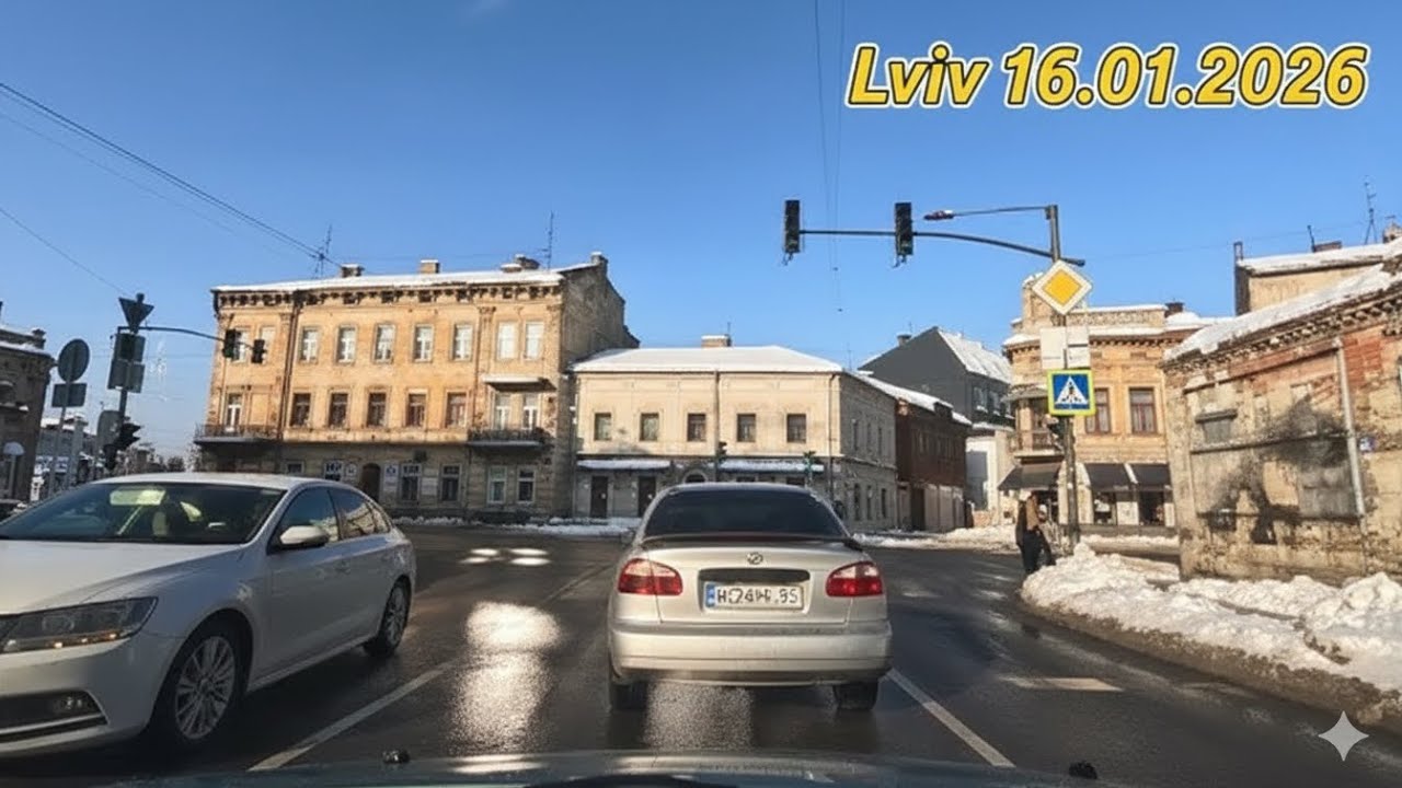 Сонячний зимовий Львів: від Личаківської до Замарстинівської 16.01.2026 | Sunny Winter Lviv Drive